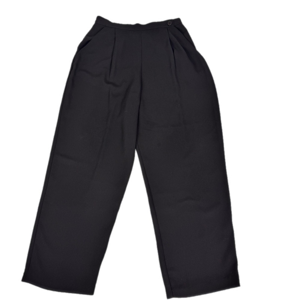 Joan‎ Walters Trousers Women 12P Black Vintage High Waist Pleated Wide Leg Pant